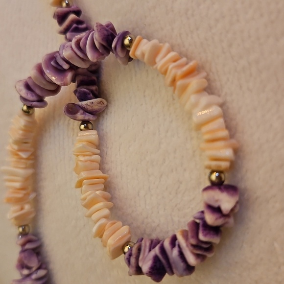 Vintage 1980s Purple Pastel Puka Shell Surfer Beach Necklace - Picture 3 of 5